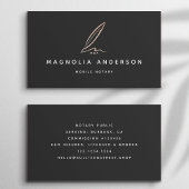 Notar Public Signing Agent Rose Gold Foil Quill Visitenkarte
