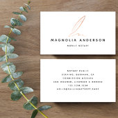 Notar Public Signing Agent Rose Gold Foil Quill Visitenkarte