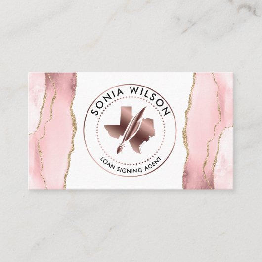 Notar Public Texas Briefmarke Darlehen Unterzeichn Visitenkarte (Vorderseite)