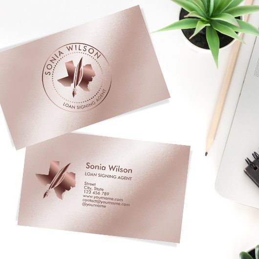 Notar Public Texas Briefmarke Loan Signing Agent Visitenkarte