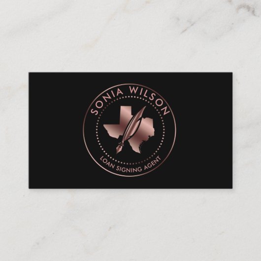 Notar Public Texas Briefmarke Loan Signing Agent Visitenkarte (Vorderseite)