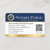 Notar Public Vielen Dank Foto Navy Dunkelblau Gold Visitenkarte (Rückseite)