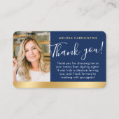 Notar Public Vielen Dank Foto Navy Dunkelblau Gold Visitenkarte (Vorderseite)