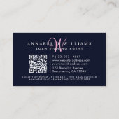 Notar Public Water Quill Feather Monogram Visitenkarte (Rückseite)