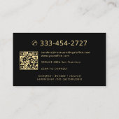 Notar-QR-Code-Foto professionell Schwarz Gold Visitenkarte (Rückseite)