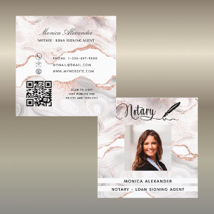 Notar Rose Gold Foto QR Code Kreditunterzeichnung Quadratische Visitenkarte