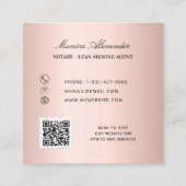 Notar Rose Gold Foto QR Code Kreditunterzeichnung Quadratische Visitenkarte (Rückseite)
