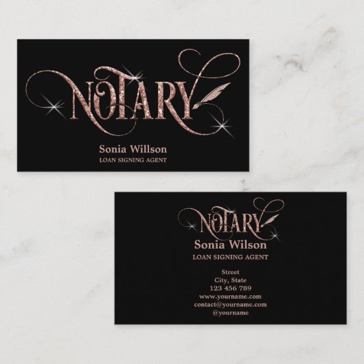 Notar-Rose-Gold-Hypothekenschreiber Visitenkarte (Vorne/Hinten)