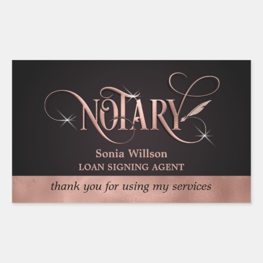 Notar Rose Gold-Kredit-Unterzeichnung Dankeschön Rechteckiger Aufkleber (Vorderseite)