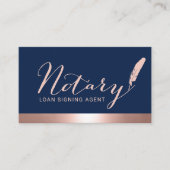 Notar-Script-Loan Signierung Agent Rose Gold & Nav Visitenkarte (Vorderseite)