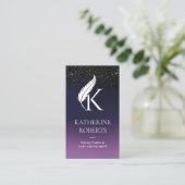 Notar Signage Agent Feather Initial Logo Lila Visitenkarte (Stehend Vorderseite)