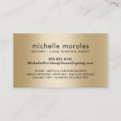 Notar Signage Agent Modernes Schwarz & Gold Visitenkarte (Rückseite)