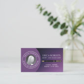 Notar Signage Agent Modernes, tiefes Lila Foto Visitenkarte (Stehend Vorderseite)