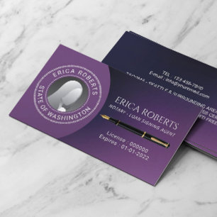 Notar Signage Agent Modernes, tiefes Lila Foto Visitenkarte
