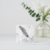 Notar Signatur Agent Feather Quill Moderner Marmor Quadratische Visitenkarte (Stehend Vorderseite)