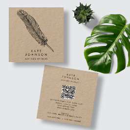 Notar Signatur Agent Feather Quill Rustic Kraft Quadratische Visitenkarte
