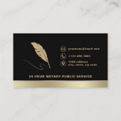 Notar Signatur Agent Foto Black & Gold Visitenkarte (Rückseite)