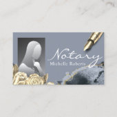 Notar Signatur Agent Gold Floral Blue Agate Foto Visitenkarte (Vorderseite)
