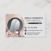 Notar Signatur Agent Moderne Rose Gold Floral Foto Visitenkarte (Vorderseite)