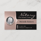 Notar Signatur Agent Moderne Rose Gold Foto Visitenkarte (Vorderseite)