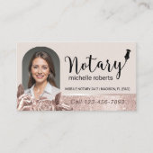 Notar Signatur Agent Moderne Rose Gold Foto Visitenkarte (Vorderseite)