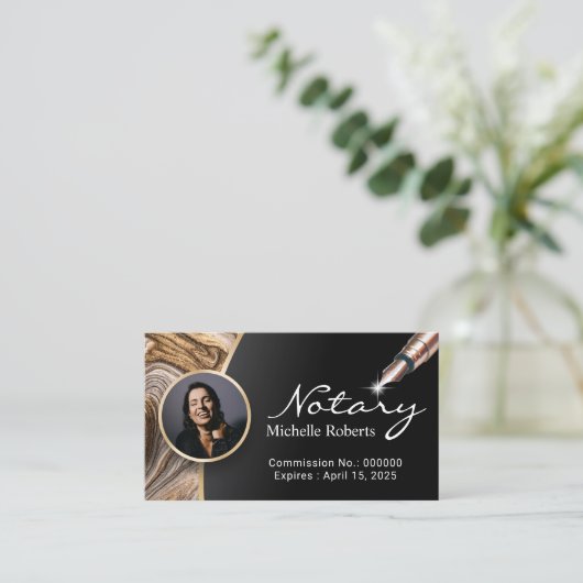 Notar Signatur Agent Modernes Foto Beruflich Visitenkarte (Stehend Vorderseite)