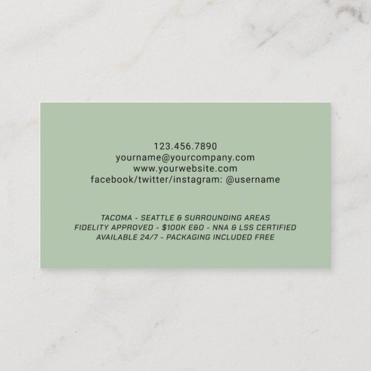 Notar Signatur Agent Modernes Foto Visitenkarte (Rückseite)