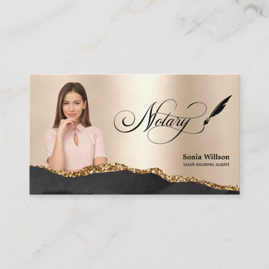 Notar-Signatur-Agent Modernes Insert-Foto Visitenkarte (Vorderseite)
