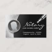 Notar Signatur Agent Modernes Schwarz & Silber Fot Visitenkarte (Vorderseite)