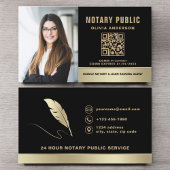Notar Signatur Agent QR Code Foto Black & Gold Visitenkarte