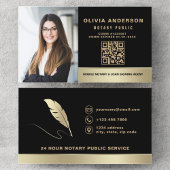 Notar Signatur Agent QR Code Foto Black & Gold Visitenkarte