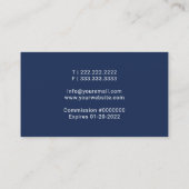 Notar-Signatur Agent Quill Logo Navy Blue Visitenkarte (Rückseite)
