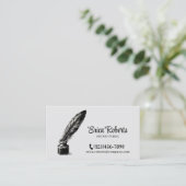 Notar Signatur Agent Vintag Quill Pen Schlicht Visitenkarte (Stehend Vorderseite)