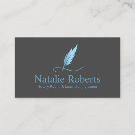 Notar Signature Agent Light Blue Quill Logo Visitenkarte (Vorderseite)