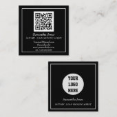Notar Signature Agent QR Code Scannable Black Quadratische Visitenkarte (Vorne/Hinten)