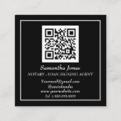 Notar Signature Agent QR Code Scannable Black Quadratische Visitenkarte (Vorderseite)