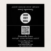 Notar Signature Agent QR Code Scannable Black Visitenkarten (Außenseite Aufgefaltet)