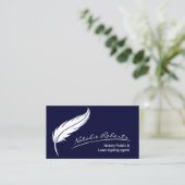 Notar Signature Agent Quill Signature Navy Visitenkarte (Stehend Vorderseite)