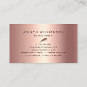 Notar Signieren Agent Copper PInk Glitzer Script Visitenkarte (Rückseite)