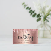 Notar Signieren Agent Copper PInk Glitzer Script Visitenkarte (Stehend Vorderseite)