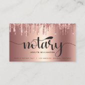 Notar Signieren Agent Copper PInk Glitzer Script Visitenkarte (Vorderseite)