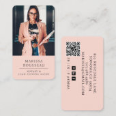 Notar Signierender Agent Peach Pink Foto QR Code Visitenkarte (Vorne/Hinten)
