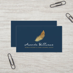 Notar Signierung Agent Gold Quill Pen Dark Blue Visitenkarte