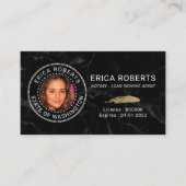 Notar Signing Agent Black Marble Foto Visitenkarte (Vorderseite)