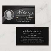 Notar Signing Agent Black Metal Foto Visitenkarte (Vorne/Hinten)