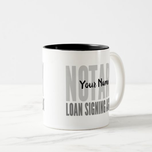 Notar Signing Agent Black Schriftart individuell a Zweifarbige Tasse (VorderseiteRechts)