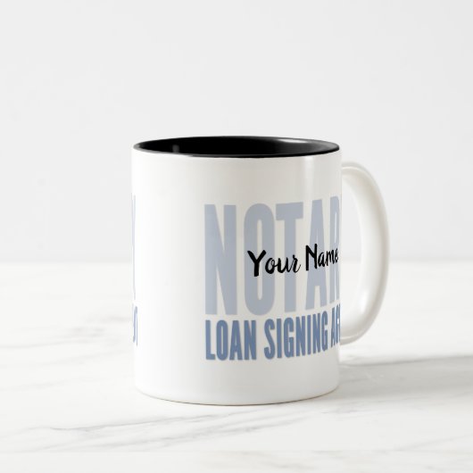 Notar Signing Agent Blue Schriftart individuell an Zweifarbige Tasse (VorderseiteRechts)
