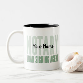 Notar Signing Agent Grüner Schriftart individuell  Zweifarbige Tasse
