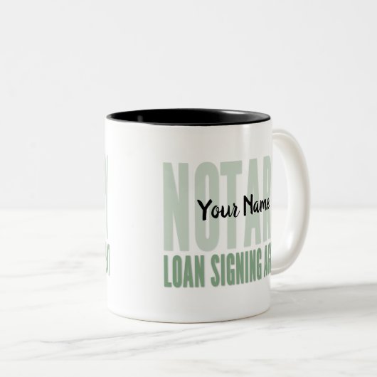 Notar Signing Agent Grüner Schriftart individuell  Zweifarbige Tasse (VorderseiteRechts)