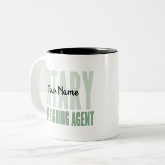 Notar Signing Agent Grüner Schriftart individuell  Zweifarbige Tasse (Vorderseite Links)